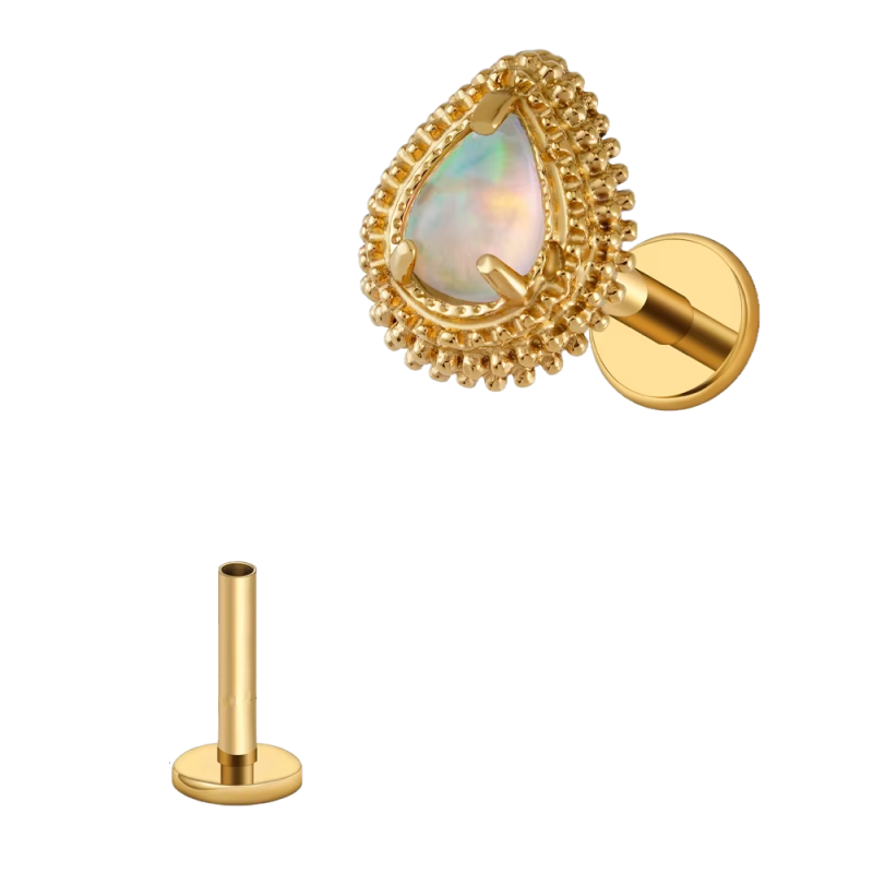 Labret Ornamentado - Titanio y Opalo