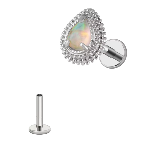 Labret Ornamentado - Titanio y Opalo (plata) Labret Ornamentado - Titanio y Opalo