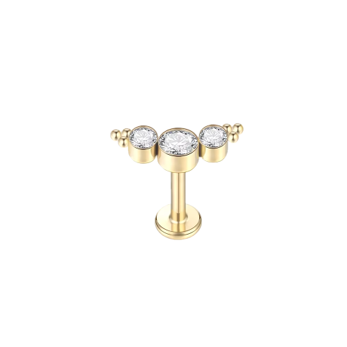Labret 3 Piedras - Titanio y Zirconita